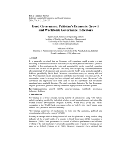 Good Governance: Pakistan`s Economic Growth and Worldwide