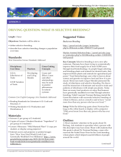 DRIVING QUESTION: WHAT IS SELECTIVE BREEDING?