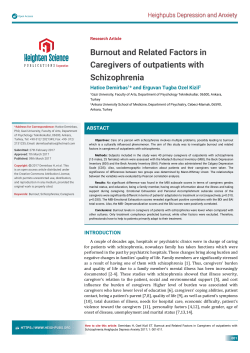 Burnout and Related Factors in Caregivers of