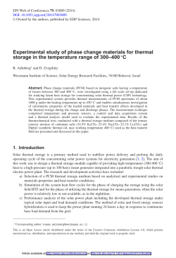 Experimental study of phase change materials for thermal storage in