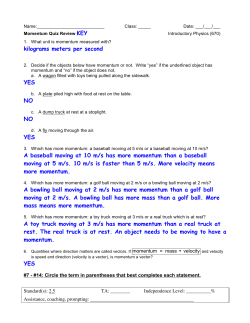 Review- Momentum Quiz(09)KEY