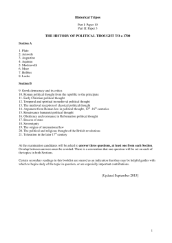 Historical Tripos THE HISTORY OF POLITICAL