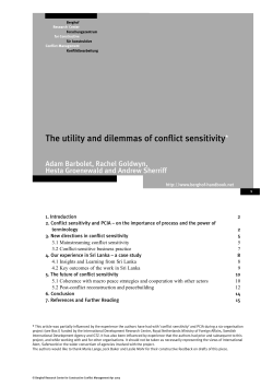 The utility and dilemmas of conflict sensitivity