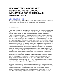 Lev Vygotsky and the new performative psychology: Implications for