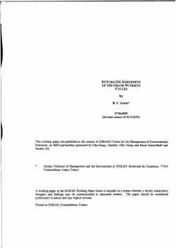 INTEGRATED ASSESSMENT OF THE GRAND NUTRIENT CYCLES