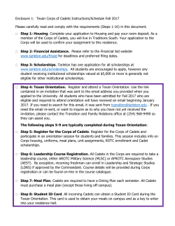 Enclosure 1: Texan Corps of Cadets Instructions/Schedule Please