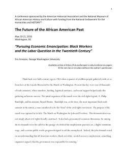 Black Workers and the Labor - The Future of the African American Past