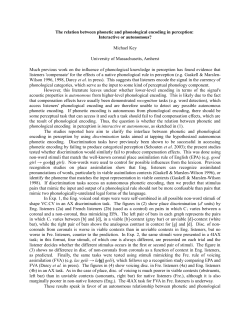 The relation between phonetic and phonological encoding in