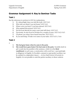 Grammar Assignment 4: Key to Seminar Tasks