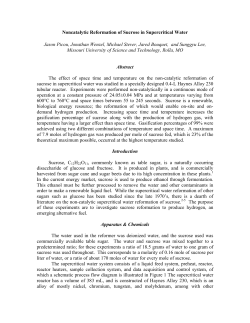 Noncatalytic Reformation of Sucrose in Supercritical Water
