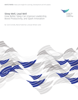 Sleep Well, Lead Well - Center for Creative Leadership