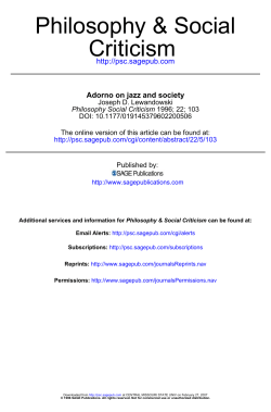 Adorno on Jazz and Society