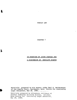 FAMILY LAW CHAPTER 7 AN OVERVIEW OF JOINT CUSTODY