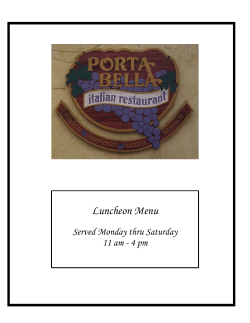 Lunch Menu - Porta Bella