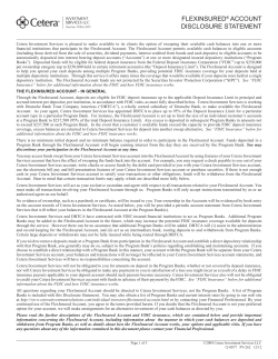 flexinsured&reg; account disclosure statement