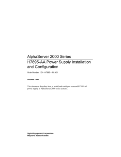 AlphaServer 2000 Series H7895-AA Power Supply Install/Config