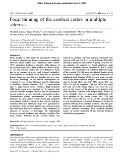 Focal thinning of the cerebral cortex in multiple sclerosis