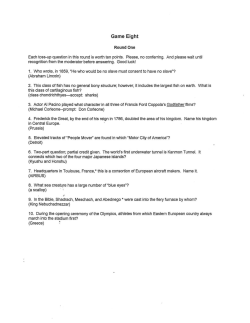 Game Eight - Collegiate Quiz Bowl Packet Archive