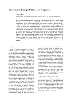 Adsorption of Hydrogen Sulfide at low temperature