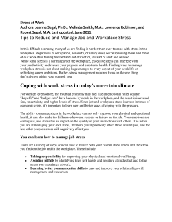 Tips to Reduce and Manage Job and Workplace Stress Coping with