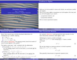 Elementary Functions Excellence in Algebra Exponential Notation