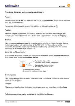 Fractions, decimals and percentages glossary