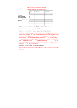 Experimental vs. Theorecal Probability The Sum of Rolling Two