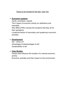 Topics to be revised for the test: Year Ten &bull; Economic systems Inputs
