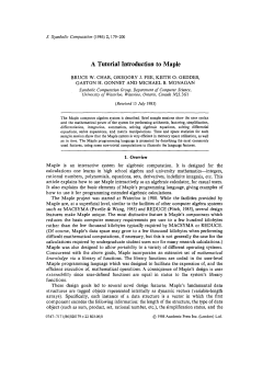 A Tutorial Introduction to Maple