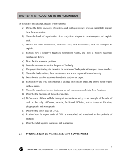 K CHAPTER 1: INTRODUCTION TO THE HUMAN BODY At the end