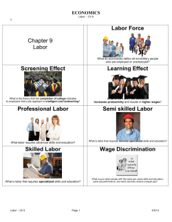 Chapter 9 Labor Labor Force Screening Effect Learning Effect