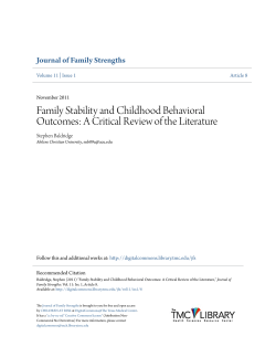 Family Stability and Childhood Behavioral Outcomes: A Critical