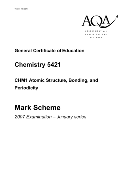 A-level Chemistry Mark scheme Unit 1 - Atomic Structure