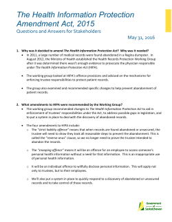 The Health Information Protection Amendment Act, 2015