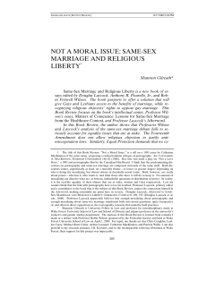 not a moral issue: same-sex marriage and religious liberty