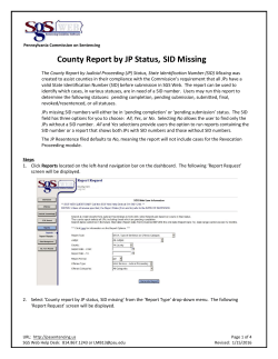 County Report by JP Status, SID Missing