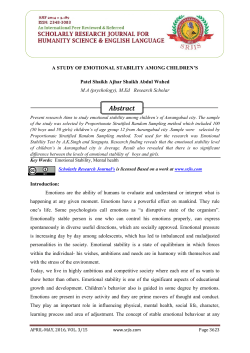 a study of emotional stability among children`s