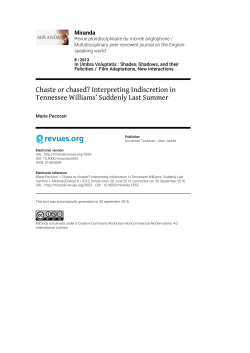 Chaste or chased? Interpreting Indiscretion in Tennessee Williams