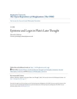 Episteme and Logos in Platos Later Thought
