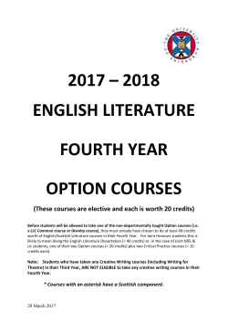 Course descriptions for Fourth Year Option courses 2017-18