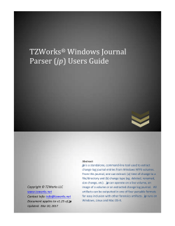 TZWorks Windows Journal Parser (jp) Users Guide