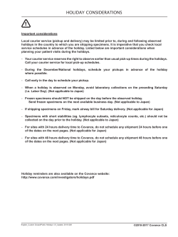 holiday considerations