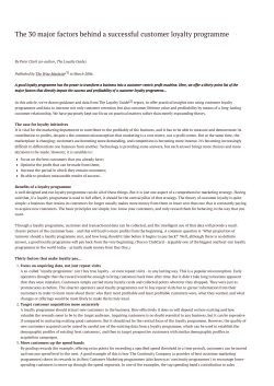 The 30 major factors behind a successful customer loyalty programme