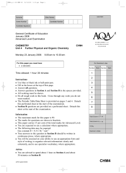 A-level Chemistry Question paper Unit 4 - Further Physical