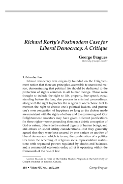 Richard Rorty`s Postmodern Case for Liberal Democracy: A Critique
