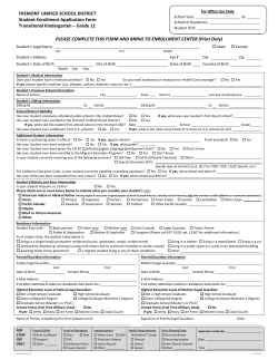 2016-2017 TK-6th Grade Enrollment Application
