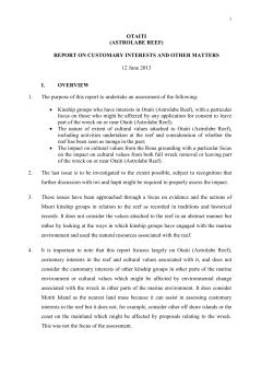 OTAITI (ASTROLABE REEF) REPORT ON CUSTOMARY
