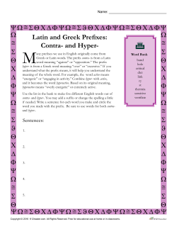 Latin and Greek Prefixes: Contra- and Hyper