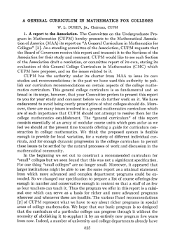A General Curriculum in Mathematics for Colleges
