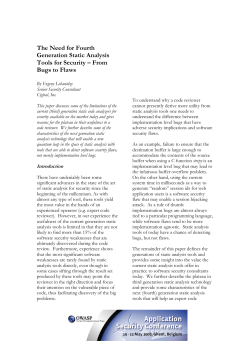The Need for Fourth Generation Static Analysis Tools for